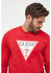 Guess - Bluza. Okazja: na co dzień. Kolor: czerwony. Wzór: nadruk. Styl: casual #1