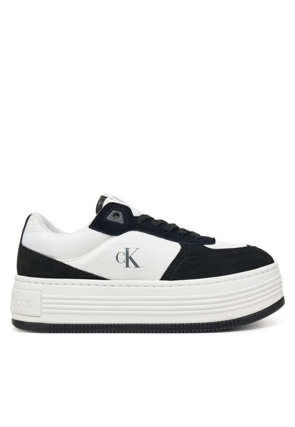 Calvin Klein Jeans Sneakersy Bold Flatf Low Lace Mix YW0YW01742 Biały. Kolor: biały. Materiał: skóra, zamsz