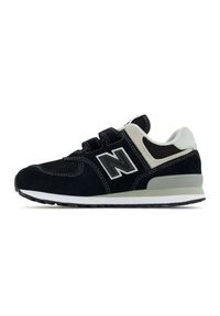 Buty New Balance Jr PV574EVB czarne. Okazja: na co dzień. Zapięcie: rzepy. Kolor: czarny. Materiał: guma, zamsz, skóra, materiał, syntetyk. Szerokość cholewki: normalna. Model: New Balance 574. Sport: turystyka piesza