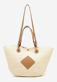 Born2be - Beżowa Torebka w Stylu Boho z Plecionki Galofina. Kolor: beżowy. Sezon: lato. Styl: boho