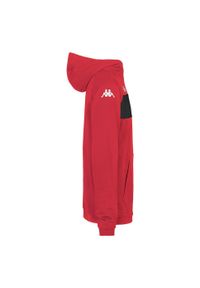 Bluza z kapturem dla dzieci Kappa Daccio. Typ kołnierza: kaptur. Kolor: czerwony, wielokolorowy, czarny. Materiał: poliester, bawełna. Długość rękawa: długi rękaw. Długość: długie. Sport: joga i pilates