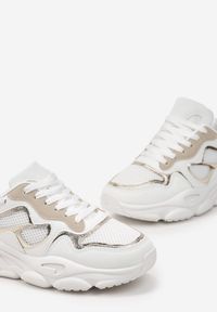 Renee - Białe Sneakersy przed Kostkę na Grubej Podeszwie Lefia. Wysokość cholewki: przed kostkę. Kolor: biały
