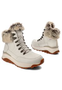 Białe Botki Rieker Ocieplane Obuwie Damskie. Kolor: biały. Materiał: futro, skóra, syntetyk. Wzór: aplikacja. Sezon: zima #9