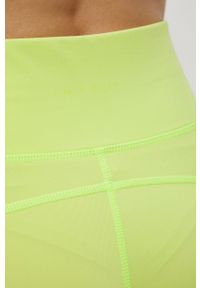 Only Play szorty treningowe damskie kolor zielony gładkie high waist. Stan: podwyższony. Kolor: zielony. Materiał: skóra, dzianina, materiał. Wzór: gładki