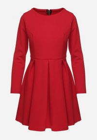 Born2be - Czerwona Elegancka Sukienka o Rozkloszowanym Kroju Temitonia. Kolor: czerwony. Długość rękawa: długi rękaw. Styl: elegancki #5