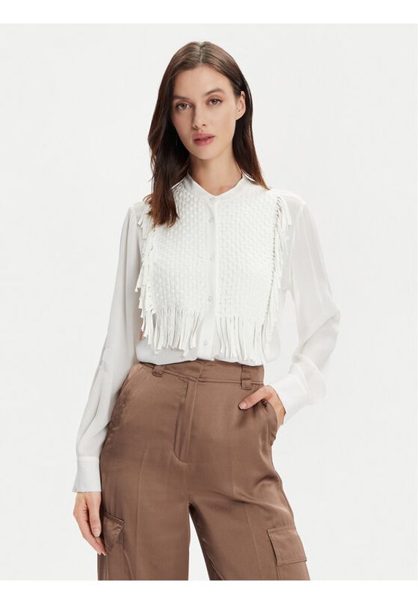 Marella Koszula Sigma 2413111032 Écru Regular Fit. Materiał: jedwab, wiskoza