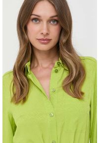 Pinko sukienka z domieszką jedwabiu kolor zielony mini. Okazja: na co dzień. Kolor: zielony. Materiał: jedwab. Długość rękawa: długi rękaw. Typ sukienki: proste. Styl: casual. Długość: mini #3