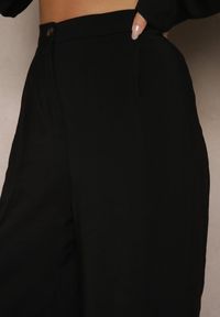 Renee - Czarne Spodnie Low Waist z Modalu z Szeroką Nogawką Reanelira. Okazja: na co dzień. Stan: obniżony. Kolor: czarny. Styl: klasyczny, casual, elegancki #4