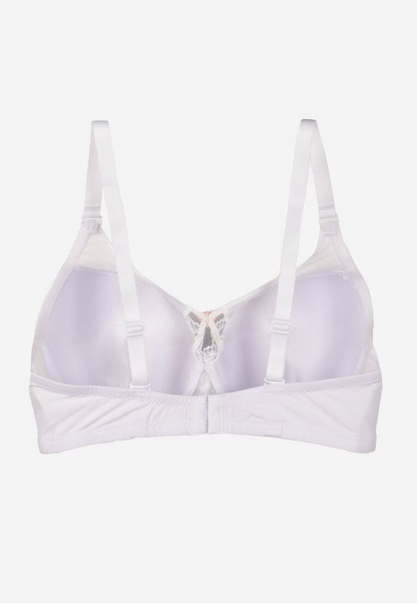 Renee - Biały Biustonosz z Koronki z Sercem z Cyrkonii Adrievianna. Kolor: biały. Materiał: koronka. Wzór: koronka