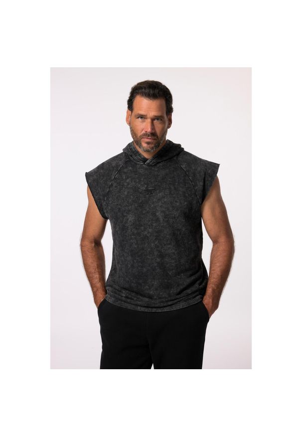 JAY-PI - Męska Bluza fitness Belly Fit kaptur bez rękawów do rozm. 7XL. Kolekcja: plus size. Kolor: czarny. Materiał: materiał, poliester, bawełna. Długość rękawa: bez rękawów. Sport: fitness