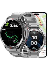 Rubicon - SMARTWATCH z GPS męski na bransolecie srebrny. Rodzaj zegarka: smartwatch. Kolor: srebrny