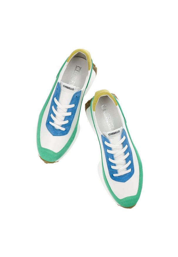 CheBello - Białe Sneakersy Chebello Damskie Modne Obuwie. Kolor: biały. Materiał: skóra, zamsz. Szerokość cholewki: normalna. Sezon: wiosna. Obcas: na platformie. Styl: elegancki