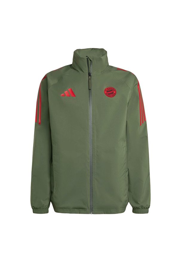 Adidas - Kurtka wodoodporna Bayern Monachium Tiro 2025/26. Kolor: zielony. Sport: piłka nożna