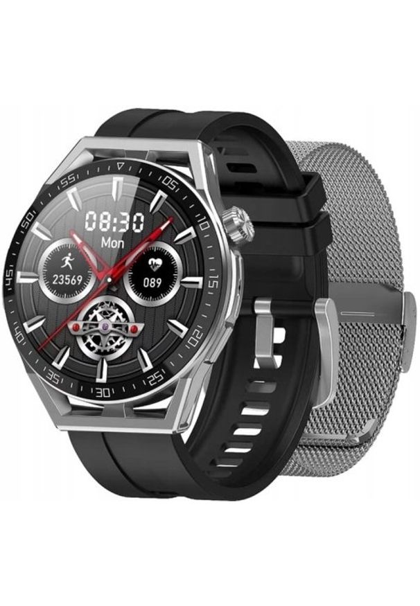 Smartwatch Rubicon Smartwatch RNCE88 (Sr) Srebrna bransoleta + czarny silikon Bluetooth Call. Rodzaj zegarka: smartwatch. Kolor: czarny, srebrny, wielokolorowy