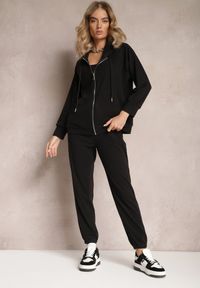 Renee - Czarny Komplet Dresowy 2-częściowy z Bluzą i Spodniami Serenitea. Kolor: czarny. Materiał: dresówka #1