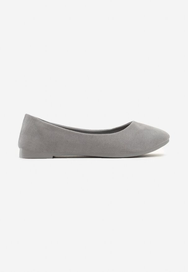 Renee - Szare Balerinki Gibbs. Nosek buta: okrągły. Zapięcie: bez zapięcia. Kolor: szary. Materiał: materiał. Obcas: na płaskiej podeszwie. Styl: klasyczny, elegancki