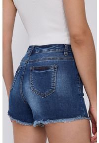 Morgan Szorty jeansowe damskie gładkie high waist. Okazja: na co dzień. Stan: podwyższony. Kolor: niebieski. Materiał: jeans. Wzór: gładki. Styl: casual #3