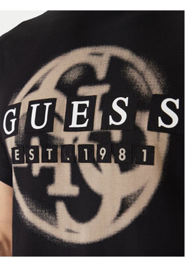 Guess T-Shirt M6GI09 K2989 Czarny Regular Fit. Kolor: czarny. Materiał: bawełna