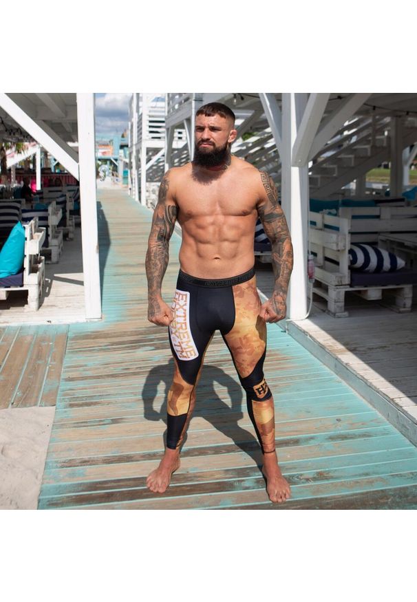 Legginsy sportowe męskie EXTREME HOBBY GOLDEN WARRIOR. Kolor: czarny. Materiał: elastan, poliester. Sport: fitness