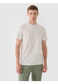 4f - 4F T-shirt regular gładki męski - biały 3XL. Okazja: na co dzień. Kolor: biały. Materiał: bawełna, jersey, dzianina. Długość rękawa: krótki rękaw. Długość: krótkie. Wzór: gładki. Styl: sportowy, klasyczny, casual
