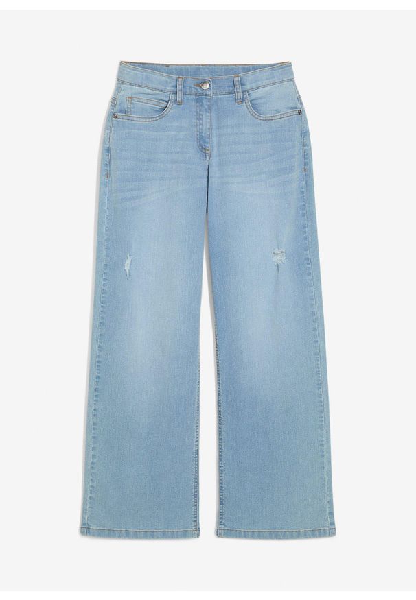 bonprix - Dżinsy wide leg, mid waist. Kolor: niebieski