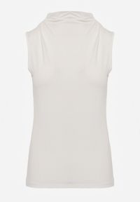 Born2be - Biała Gładka Bluzka Bez Rękawów z Półgolfem Nedivra. Okazja: do pracy, na co dzień, na spotkanie biznesowe. Kolor: biały. Materiał: elastan, materiał, jeans, poliester. Długość rękawa: bez rękawów. Wzór: gładki. Styl: elegancki, biznesowy, klasyczny, casual #3