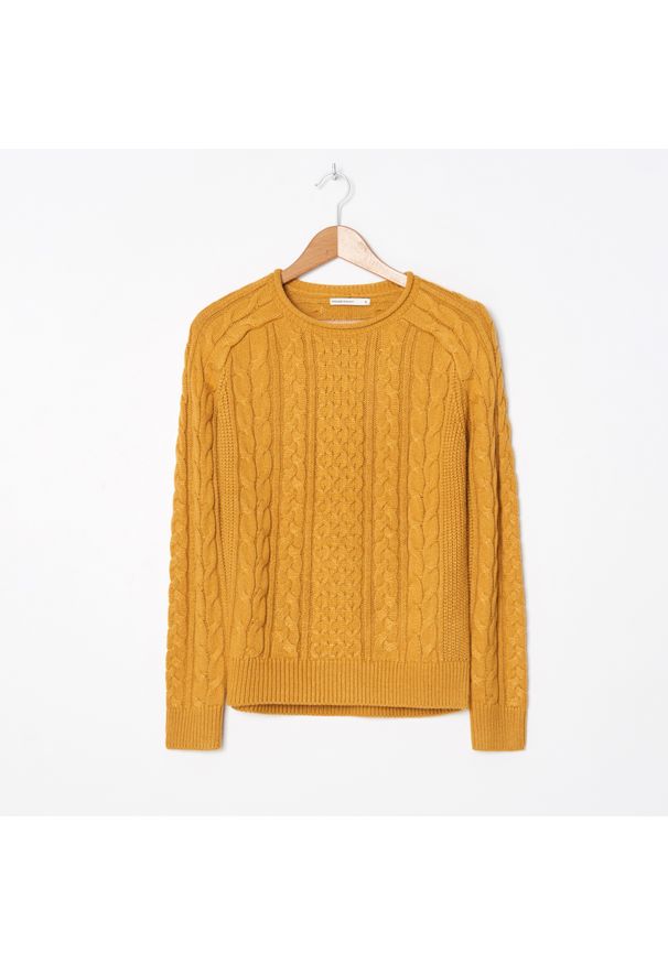 House - Sweter z warkoczowym splotem - Żółty. Kolor: żółty. Materiał: ze splotem