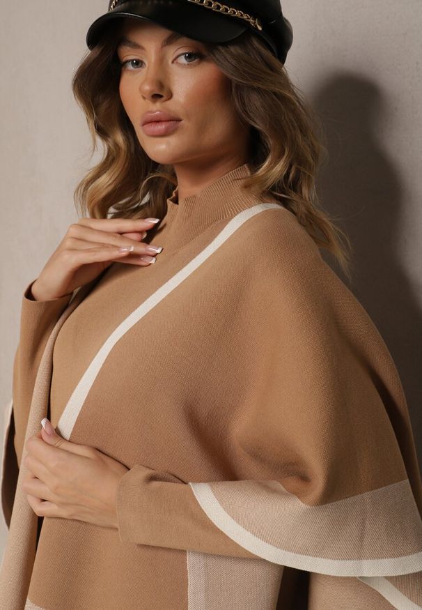 Renee - Beżowy Komplet z Dzianiny z Wiskozy Sukienka i Narzutka Ilandriel. Kolor: beżowy. Materiał: dzianina, wiskoza