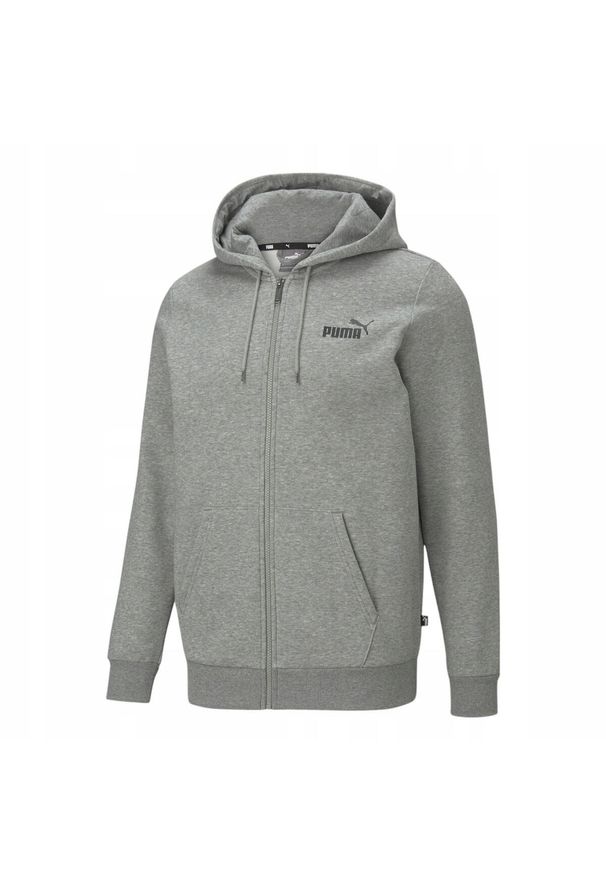 Puma - Męska Bluza Z Suwakiem Z Logo ESS. Kolor: szary