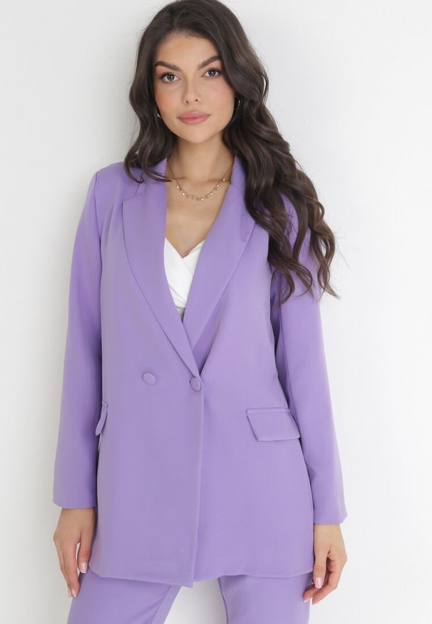 Born2be - Jasnofioletowa Marynarka Dwurzędowa Mangane. Kolor: fioletowy. Styl: elegancki, klasyczny