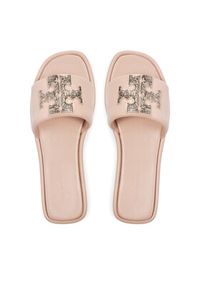 Tory Burch Klapki Double T Deco Sport Slide 158768 Różowy. Kolor: różowy. Materiał: skóra. Styl: sportowy #5