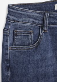 Renee - Niebieskie Jeansy High Waist o Kroju Dzwonów Finvenne. Okazja: na co dzień. Stan: podwyższony. Kolor: niebieski. Wzór: ze splotem. Styl: casual, klasyczny #7