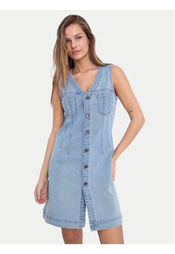 Noisy may - Noisy May Sukienka jeansowa Rikka 27033695 Niebieski Slim Fit. Kolor: niebieski. Materiał: bawełna