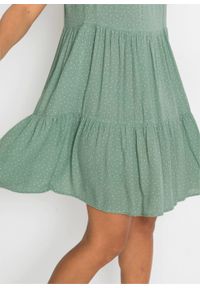 Sukienka z częścią spódnicową z falban bonprix jasnozielony w groszki. Kolor: zielony. Wzór: grochy #7