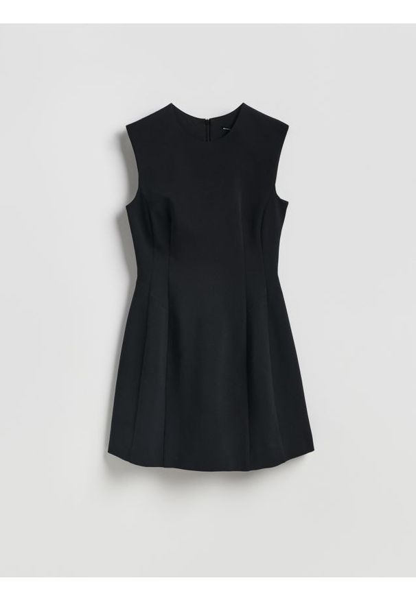 Reserved - Sukienka mini - czarny. Kolor: czarny. Materiał: tkanina, bawełna. Styl: klasyczny. Długość: mini