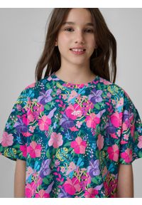 4f - 4F T-shirt boxy z nadrukiem dziewczęcy - multikolor 134/140 (8-10 lat). Okazja: na co dzień. Kolor: wielokolorowy. Materiał: materiał, bawełna, dzianina. Długość: krótkie. Wzór: nadruk. Sezon: lato. Styl: casual #2