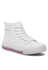 TOMMY HILFIGER - Tommy Hilfiger Trampki High Top Lace-Up Sneaker T3A9-33188-1687 S Biały. Kolor: biały. Materiał: materiał #5