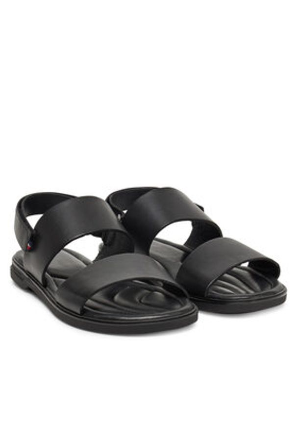 TOMMY HILFIGER - Tommy Hilfiger Sandały Premium Hilfiger Strappy Lh Sand FM0FM05356 Czarny. Kolor: czarny. Materiał: skóra