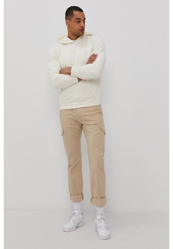 Premium by Jack&Jones Bluza męska kolor kremowy z kapturem gładka. Okazja: na co dzień. Typ kołnierza: kaptur. Kolor: beżowy. Materiał: dzianina. Wzór: gładki. Styl: casual