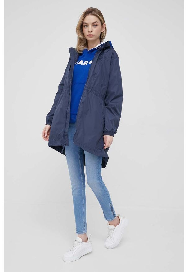 G-Star RAW - G-Star Raw Bluza z kapturem z nadrukiem. Okazja: na co dzień. Typ kołnierza: kaptur. Kolor: niebieski. Materiał: poliester. Wzór: nadruk. Styl: casual