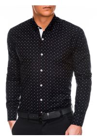 Ombre Clothing - Koszula męska w drobny wzór REGULAR FIT K314 - czarna - XXL. Okazja: do pracy, na spotkanie biznesowe. Kolor: czarny. Materiał: bawełna, poliester. Styl: klasyczny, biznesowy #5