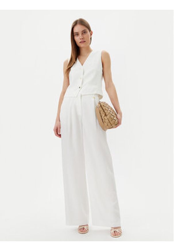 LOLA CASADEMUNT Spodnie palazzo LS2514010 Biały Wide Leg. Kolor: biały. Materiał: lyocell