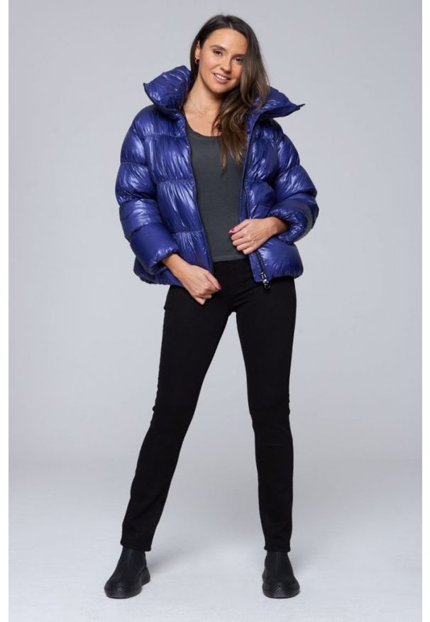 Hetrego - HETREGO Niebieska damska krótka kurtka puchowa Ila, Rozmiar 34 EU - 38 IT. Kolor: niebieski. Materiał: puch. Długość: krótkie