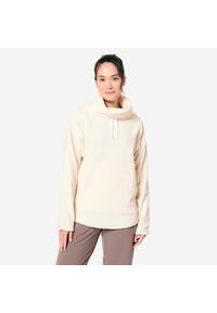 KIMJALY - Bluza Do Jogi I Relaksacji Damska Polarowa Beżowa Kimjaly. Kolor: beżowy. Materiał: bawełna, poliester, materiał. Długość: długie. Sport: joga i pilates