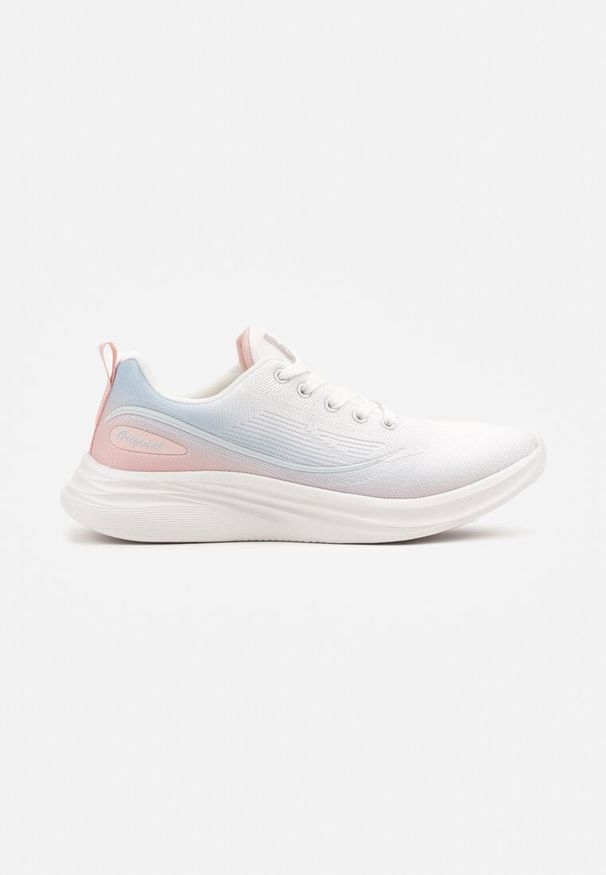 Renee - Biało-Niebieskie Buty Sportowe Sneakersy Siateczkowe na Podeszwie z Pianki Rellica. Okazja: na co dzień. Kolor: biały. Wzór: aplikacja. Sport: fitness