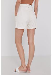 Answear Lab Szorty jeansowe damskie kolor biały gładkie high waist. Okazja: na co dzień. Stan: podwyższony. Kolor: biały. Materiał: jeans. Wzór: gładki. Styl: wakacyjny
