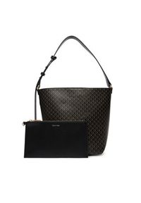 Calvin Klein Torebka Emblem Aop Medium Bucket LV04F3365G Czarny. Kolor: czarny. Materiał: skórzane #5
