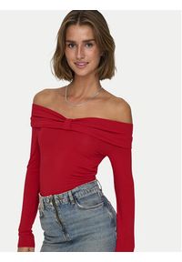 only - ONLY Bluzka Fayola 15339435 Czerwony Slim Fit. Kolor: czerwony. Materiał: wiskoza #7