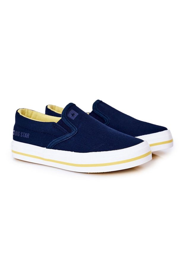 Big-Star - Dziecięce Wsuwane Tenisówki Slip-On Big Star HH374011 Granatowe. Zapięcie: bez zapięcia. Kolor: niebieski. Materiał: materiał
