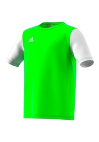 Adidas - Koszulka dziecięca adidas Estro 19. Kolor: wielokolorowy, zielony, biały. Materiał: jersey. Sport: piłka nożna